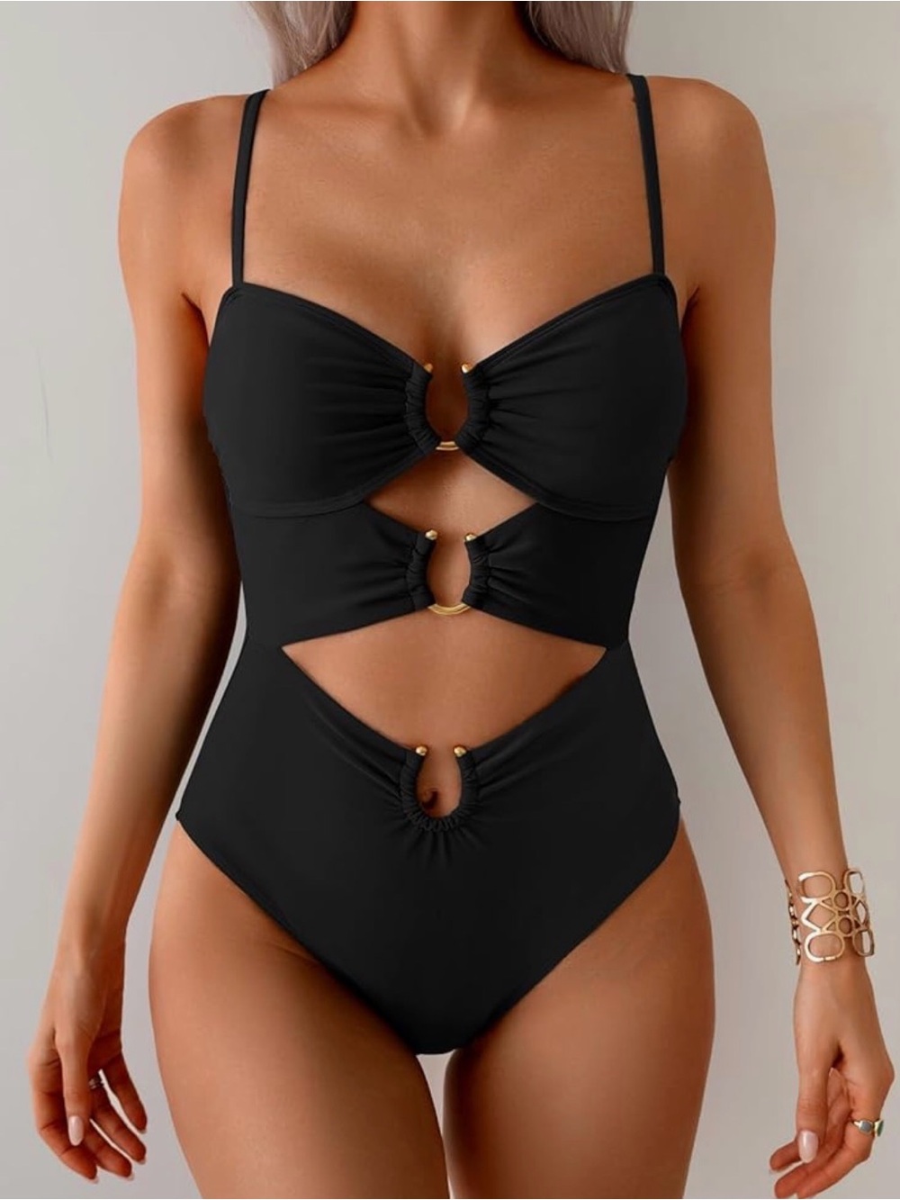 Eomenie Womens Cutout One Piece with Ring Linked Sexy Monokini Bathing Suit XL